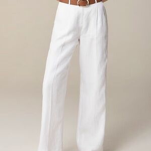 J Crew 10 P Wide-leg essential pant in linen white